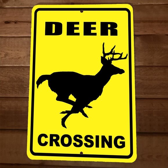Deer Buck Crossing 8x12 Metal Wall Sign Animal‎ Poster - Picture 1 of 1
